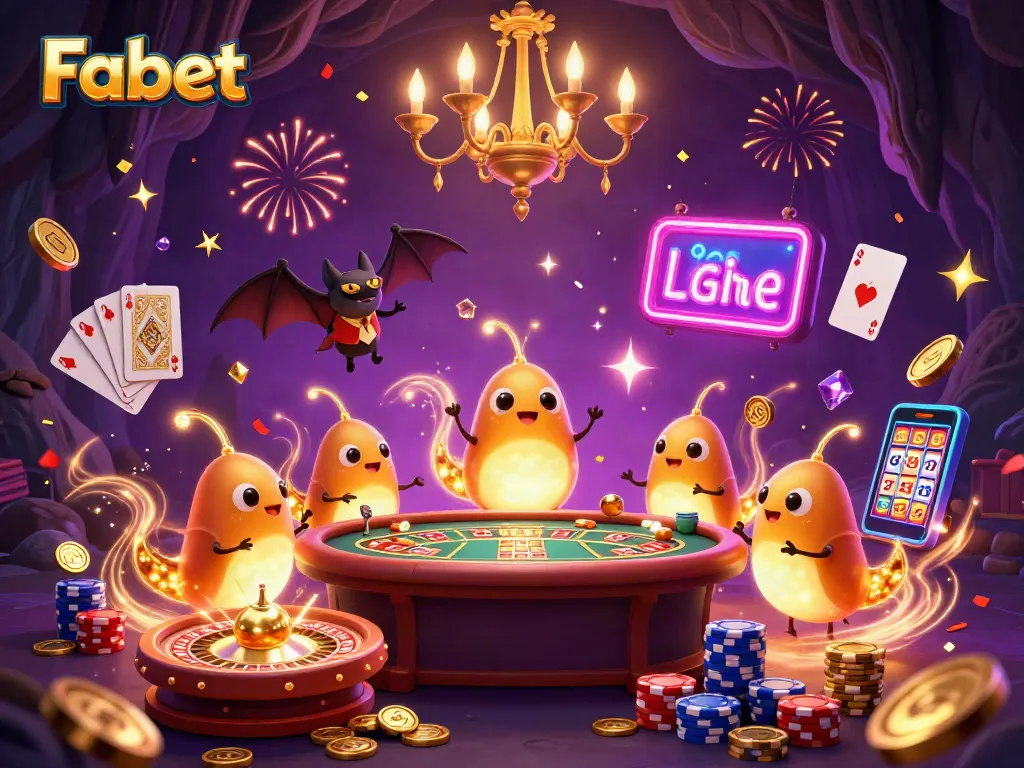 Fabet illuminates an enchanting cave casino as glowworms light up gameplay and excitement.
