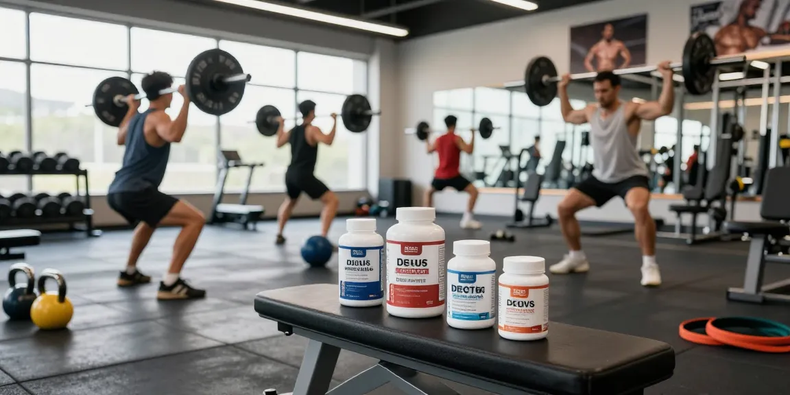 Personen im Fitnessstudio, die Deus Medical Produkte verwenden, um ihre Fitnessziele zu erreichen.