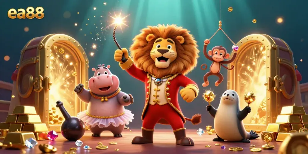 Engage in the thrilling ea88 casino experience with vibrant characters and treasure-filled gaming elements.