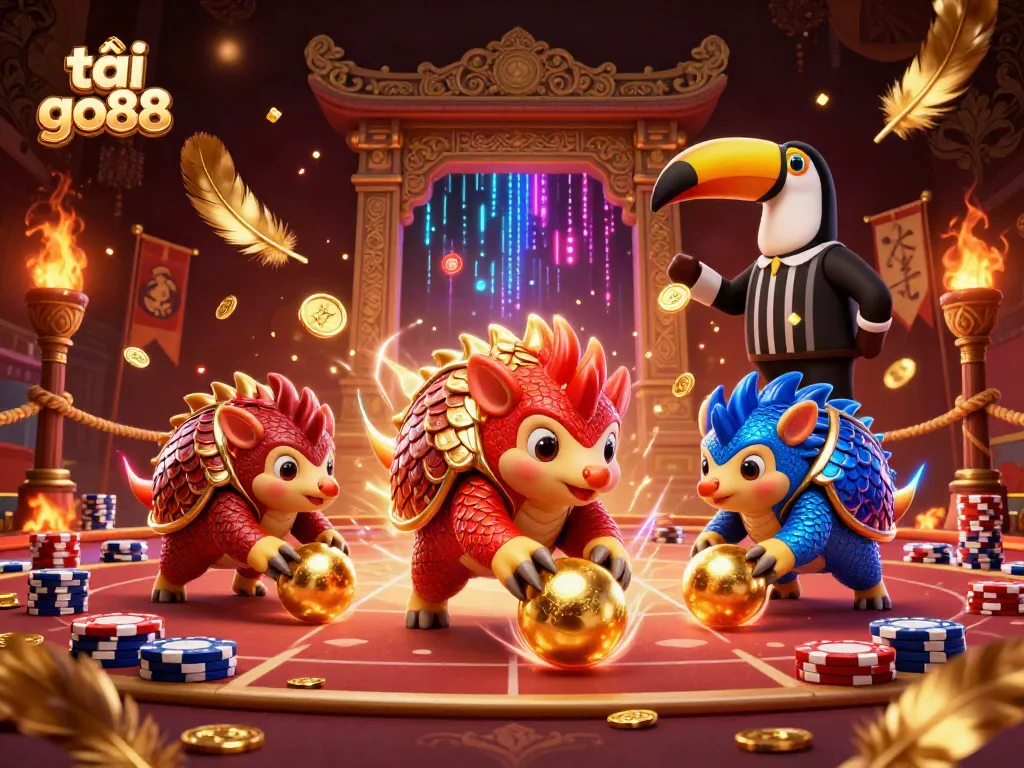Engage in thrilling gameplay with the vibrant "tải go88" scene featuring dynamic pangolins and casino elements.