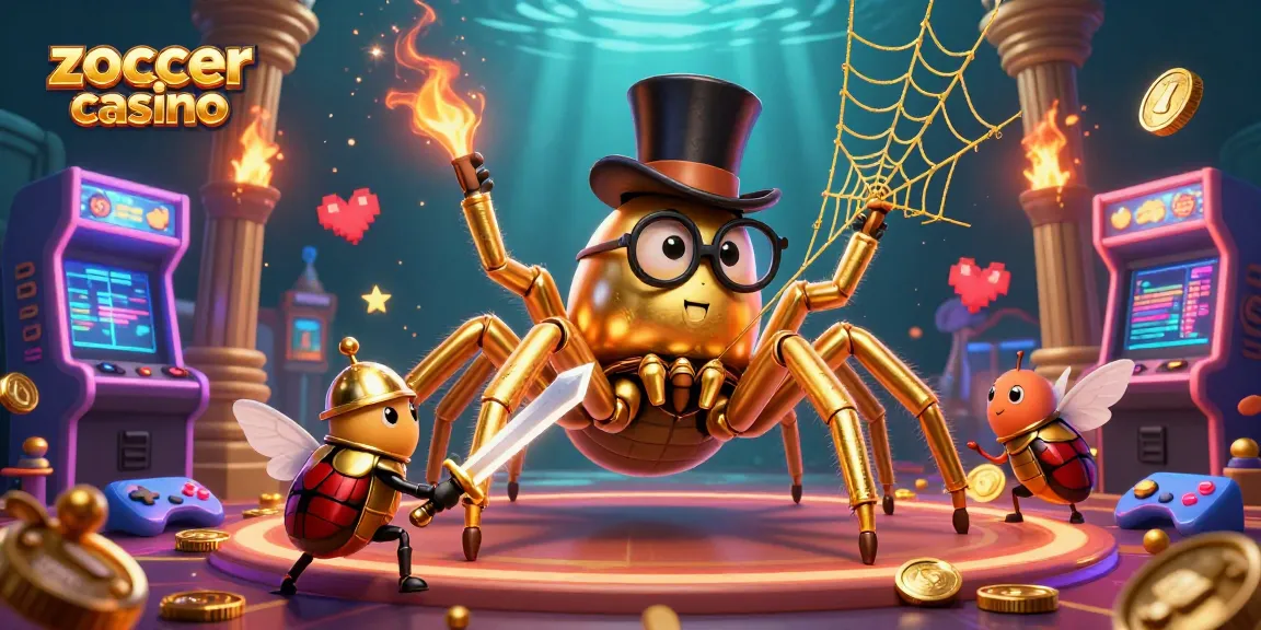 Experience thrilling gameplay at Zoccer Casino with a whimsical 3D illustration of fun characters and casino elements.